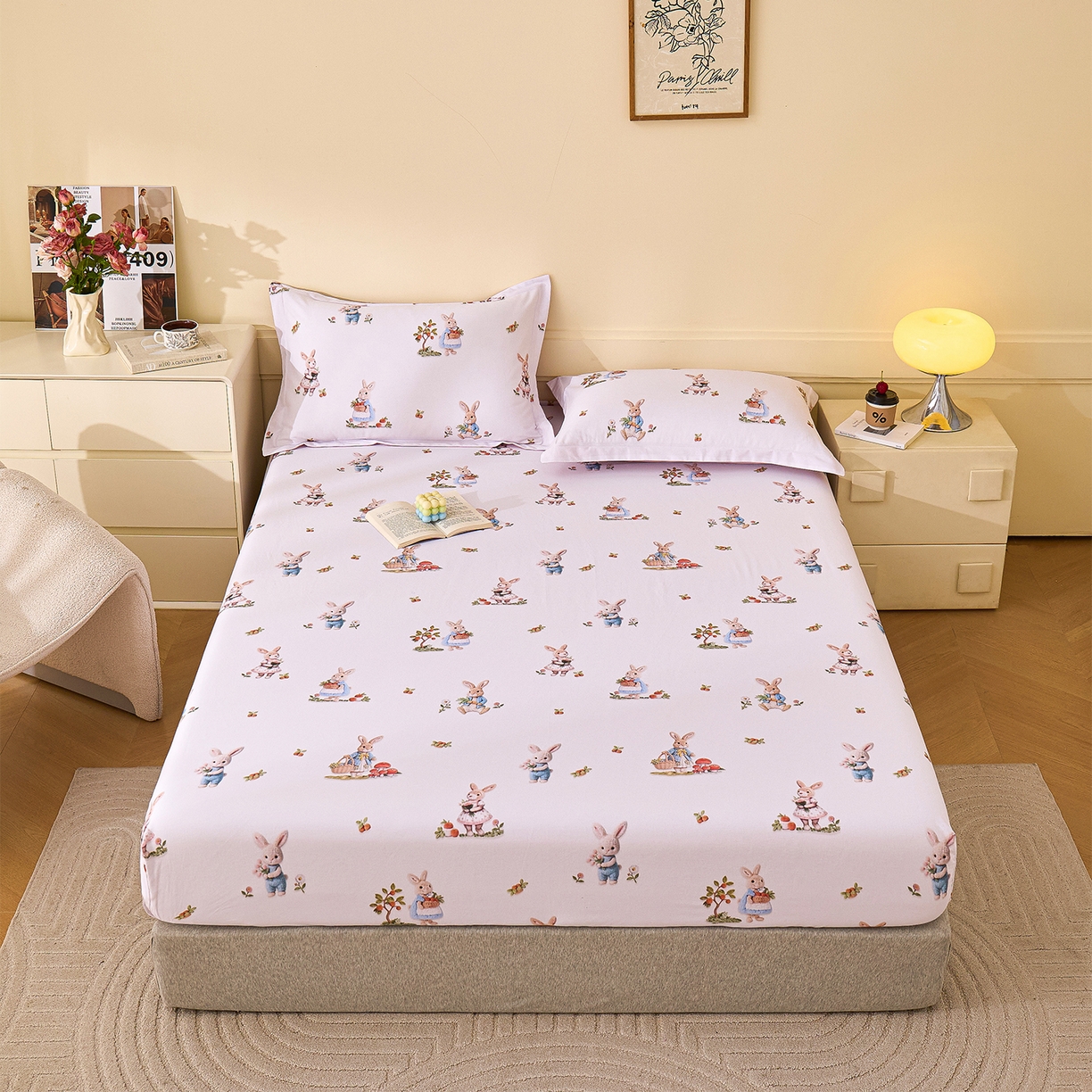 91家纺网 家纺一手货源 找家纺 元元家居（元元被业） 2025秋冬新款全棉纯棉磨毛印花单床笠 彼得庄园