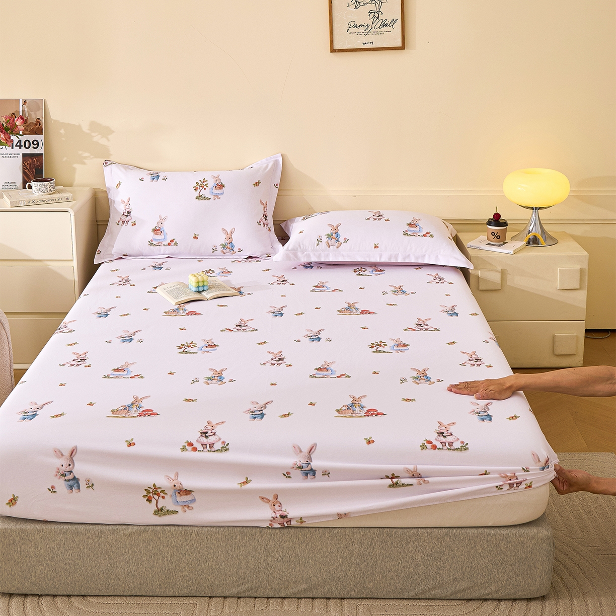 91家纺网 家纺一手货源 找家纺 元元家居（元元被业） 2025秋冬新款全棉纯棉磨毛印花单床笠 彼得庄园