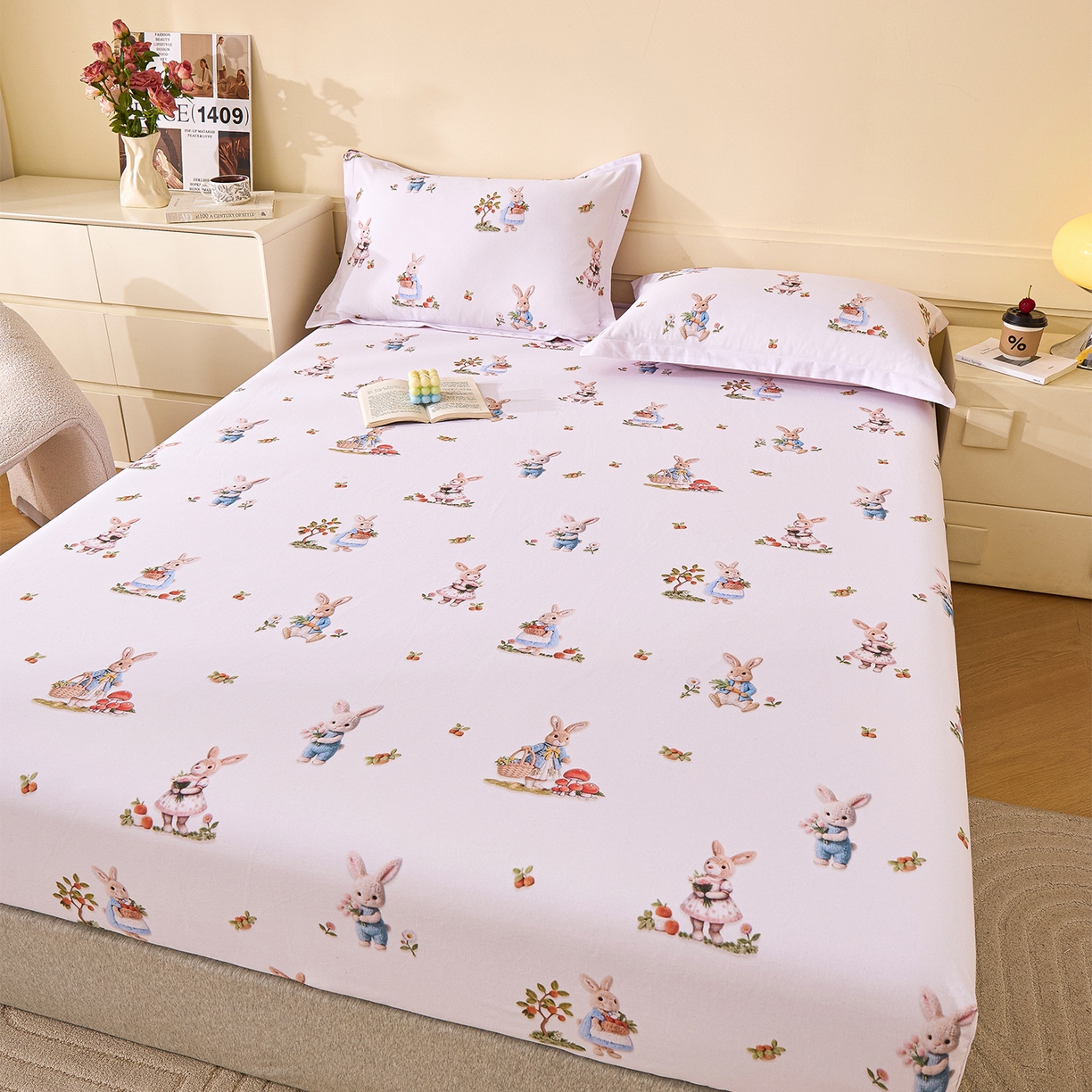 91家纺网 家纺一手货源 找家纺 元元家居（元元被业） 2025秋冬新款全棉纯棉磨毛印花单床笠 彼得庄园