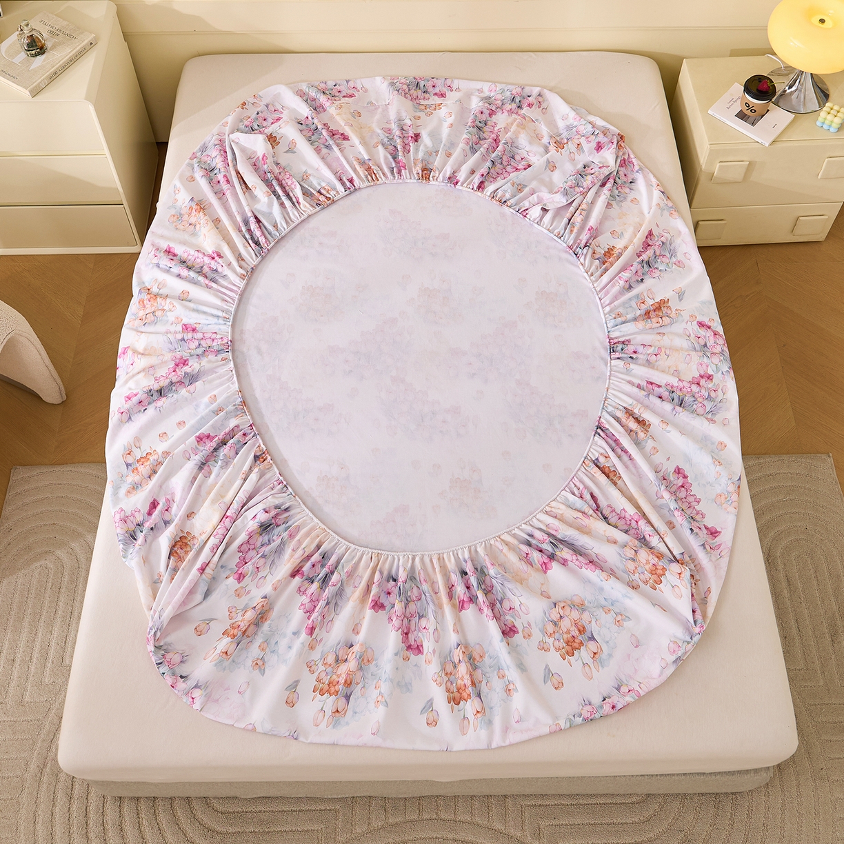 91家纺网 家纺一手货源 找家纺 元元家居（元元被业） 2025秋冬新款全棉纯棉磨毛印花单床笠 大漂亮