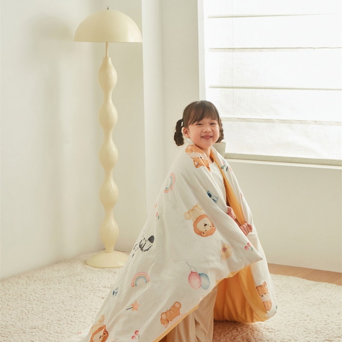 91家纺网 家纺一手货源 找家纺 艾佳宝贝 2025新款A类全棉多功能可拆卸儿童盖毯四季被子 萌趣动物园