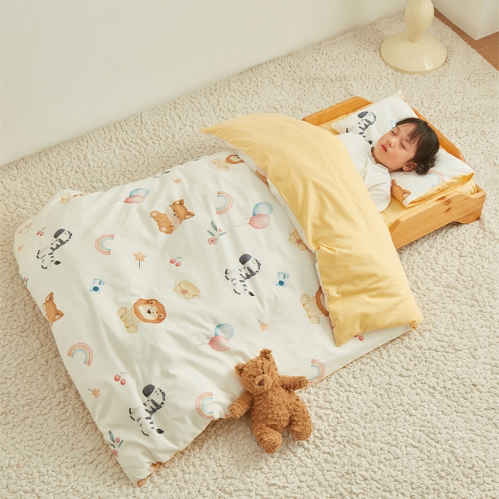 91家纺网 家纺一手货源 找家纺 艾佳宝贝 2025新款A类全棉多功能可拆卸儿童盖毯四季被子 萌趣动物园