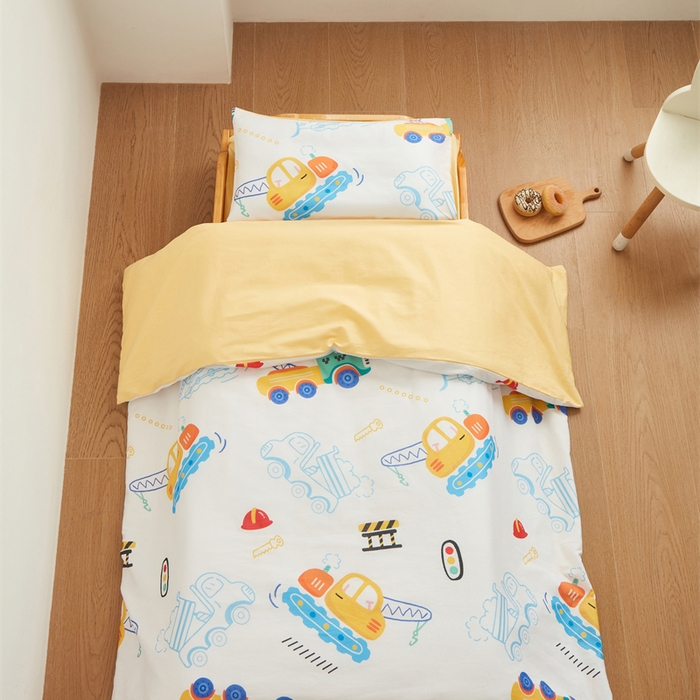 91家纺网 家纺一手货源 找家纺 艾佳宝贝 2025新款A类全棉多功能可拆卸儿童盖毯四季被子 工程小车