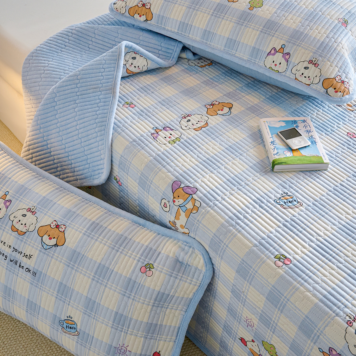 91家纺网 家纺一手货源 找家纺 小叮当家纺仓储工厂店 2025新款A版全棉B版牛奶绒床盖系列单床盖床盖单件 逗号日记（A棉B绒）