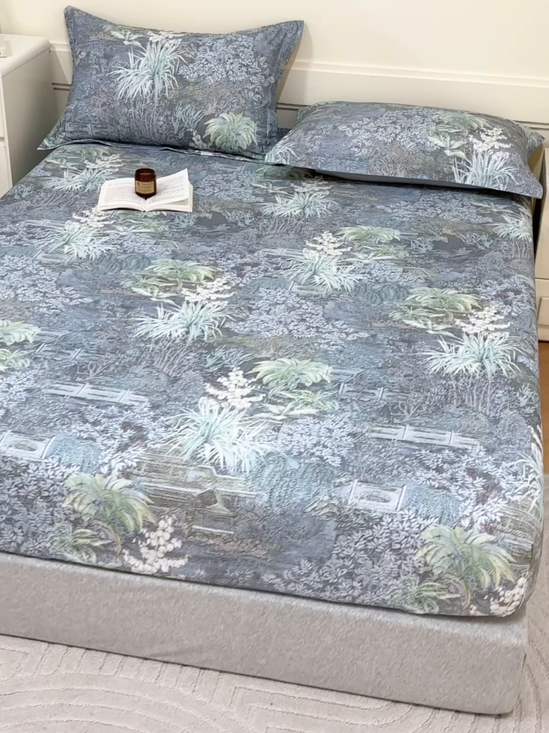 91家纺网 家纺一手货源 找家纺 元元家居（元元被业） 2025秋冬新款全棉纯棉磨毛印花单床笠 繁花点缀