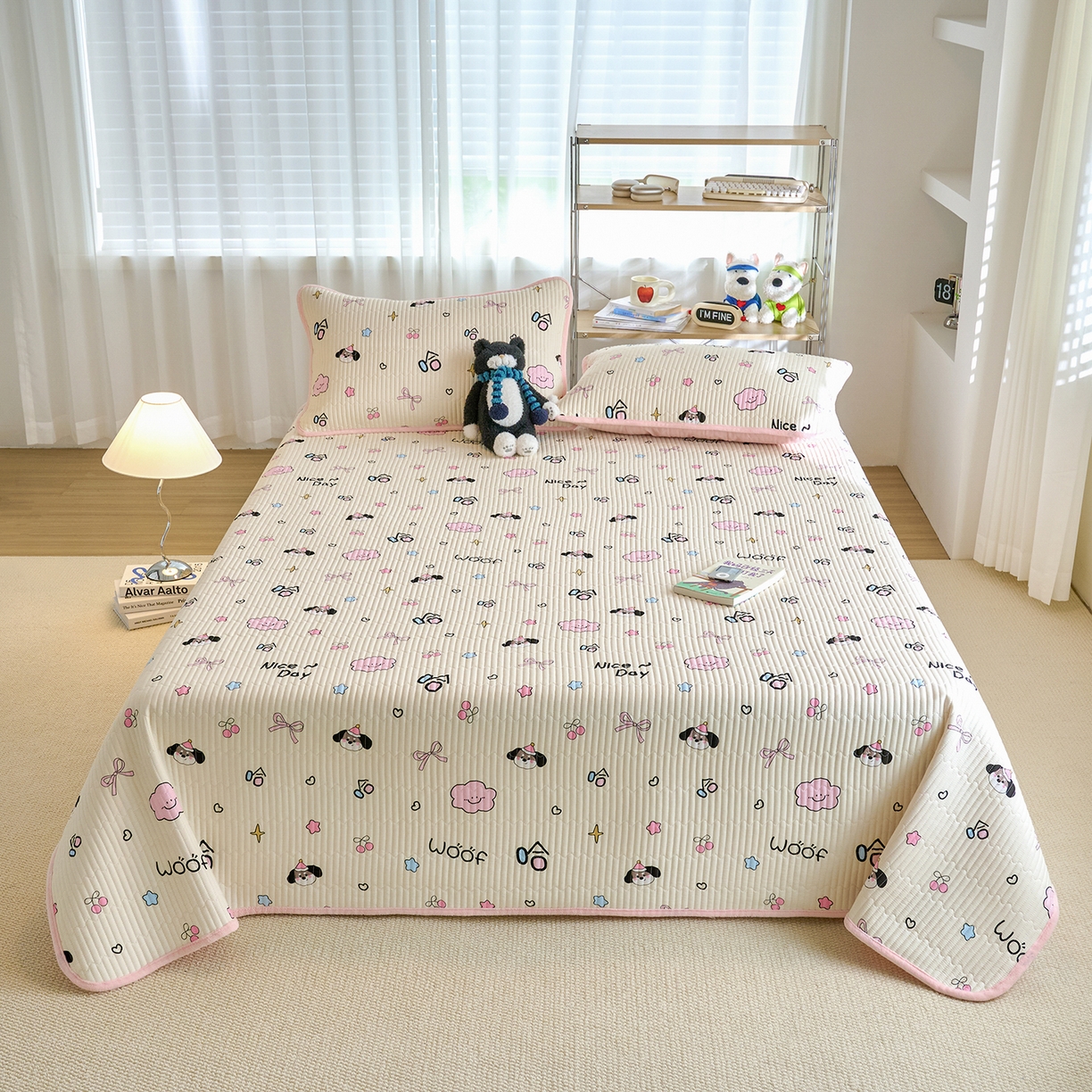 91家纺网 家纺一手货源 找家纺 小叮当家纺仓储工厂店 2025新款A版全棉B版牛奶绒床盖系列单床盖床盖单件 哈哈狗（A棉B绒）