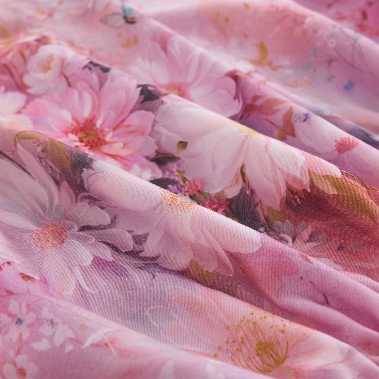 91家纺网 家纺一手货源 找家纺 元元家居（元元被业） 2025秋冬新款全棉纯棉磨毛印花单床笠 花妍悦粉