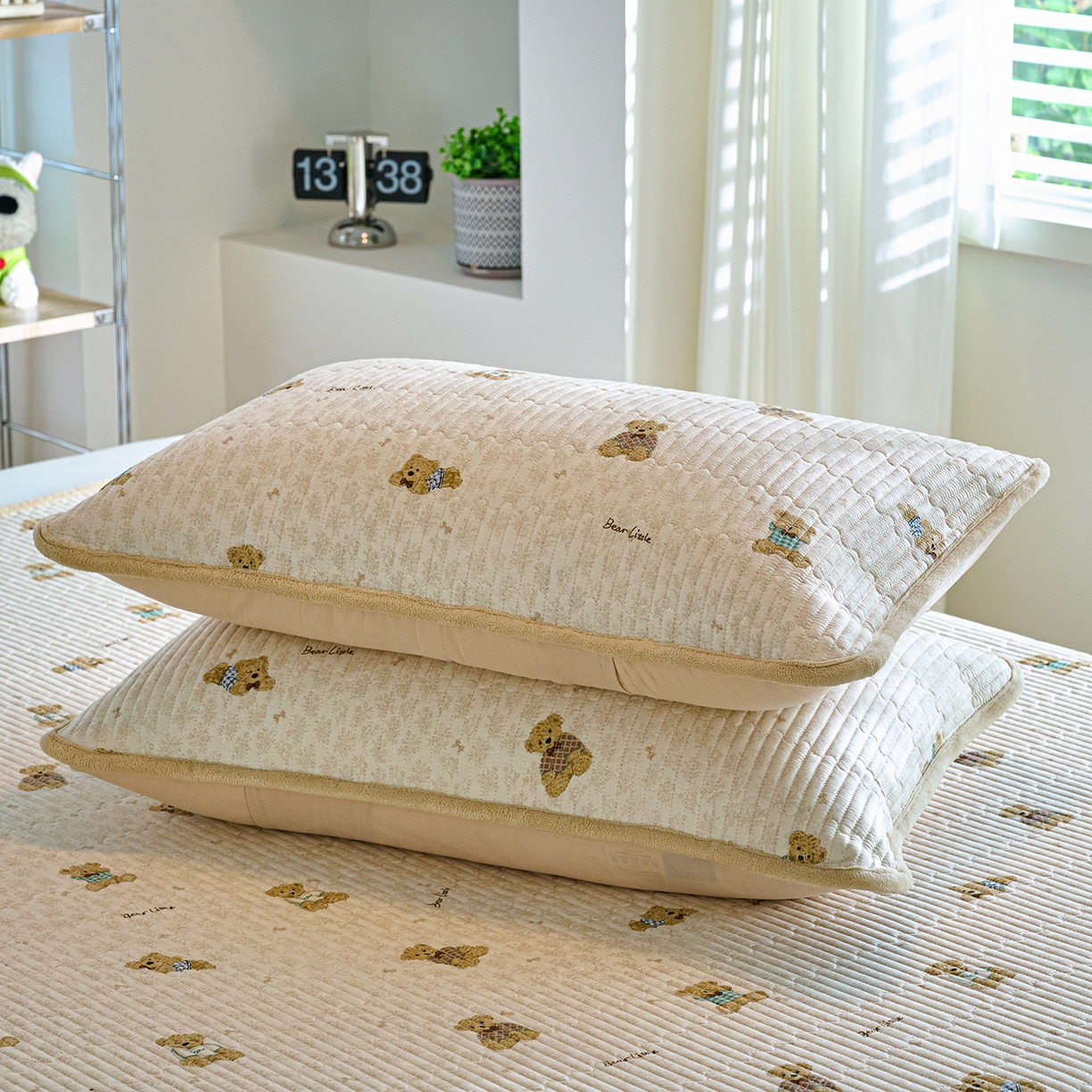 91家纺网 家纺一手货源 找家纺 小叮当家纺仓储工厂店 2025新款A版全棉B版牛奶绒床盖系列单床盖床盖单件 趴趴熊（A棉B绒）