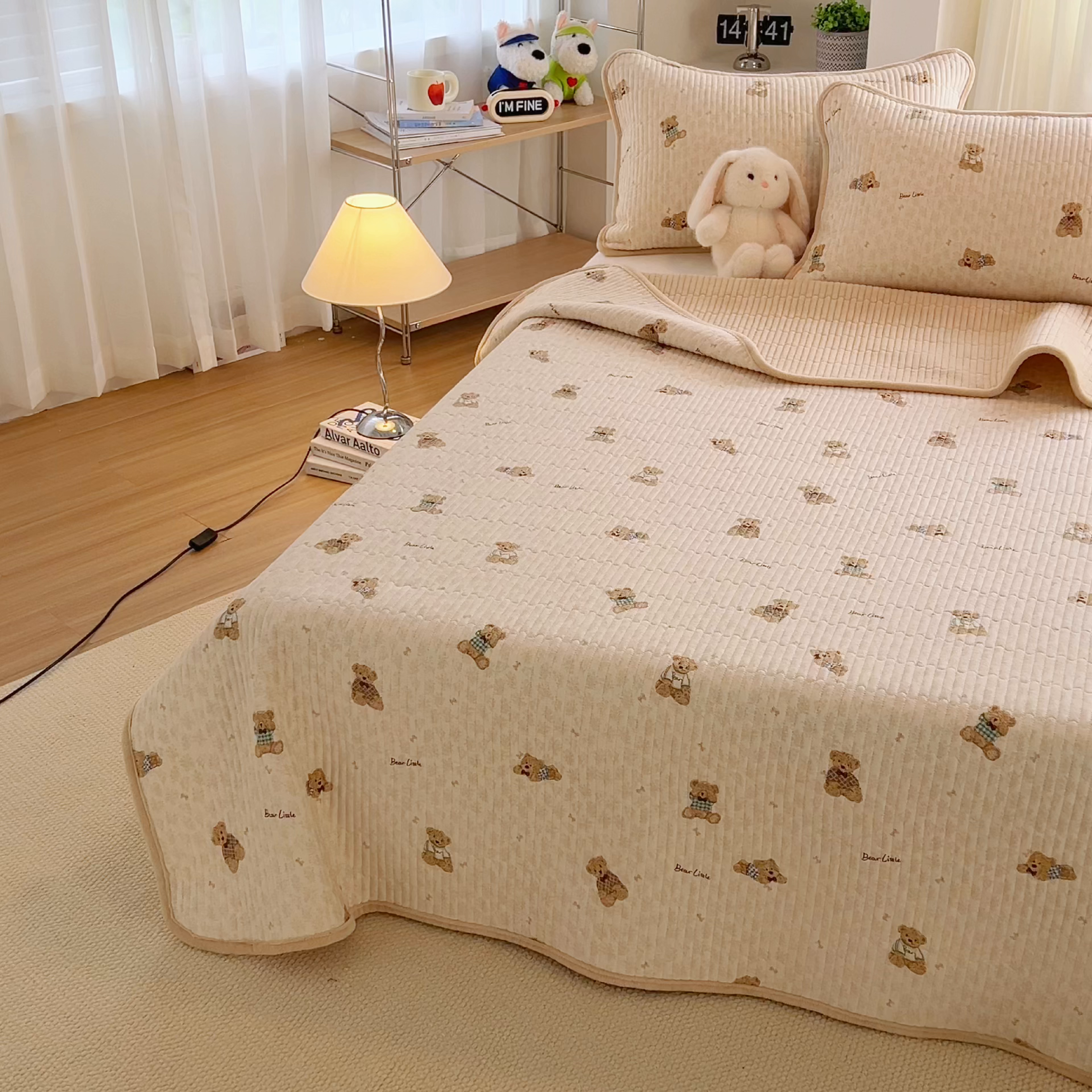 91家纺网 家纺一手货源 找家纺 小叮当家纺仓储工厂店 2025新款A版全棉B版牛奶绒床盖系列单床盖床盖单件 趴趴熊（A棉B绒）