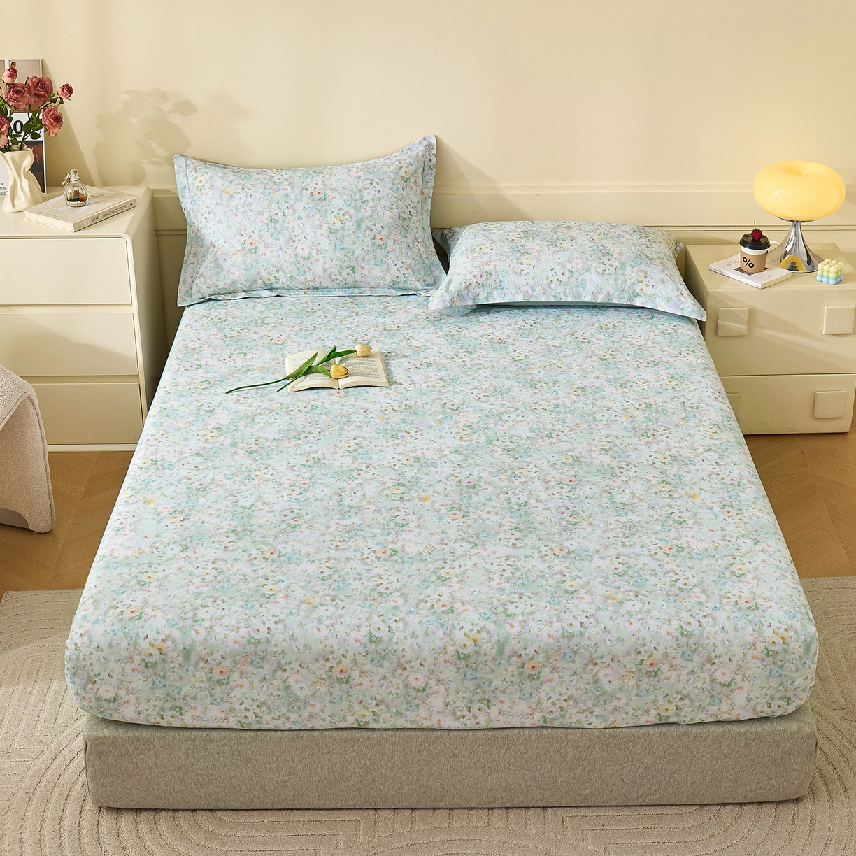 91家纺网 家纺一手货源 找家纺 元元家居（元元被业） 2025秋冬新款全棉纯棉磨毛印花单床笠 锦云情深