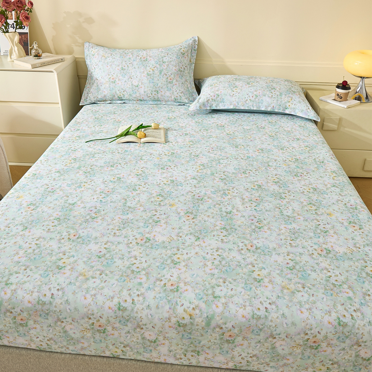 91家纺网 家纺一手货源 找家纺 元元家居（元元被业） 2025秋冬新款全棉纯棉磨毛印花单床笠 锦云情深