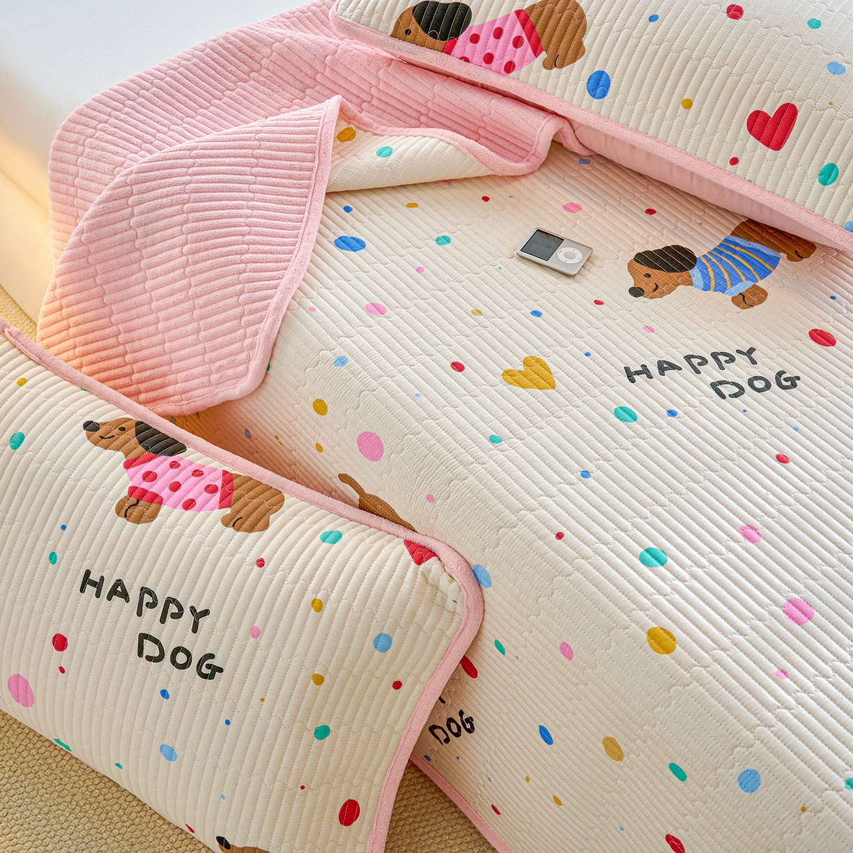 小叮当家纺仓储工厂店 2025新款A版全棉B版牛奶绒床盖系列单床盖床盖单件 甜心汪星人（A棉B绒）