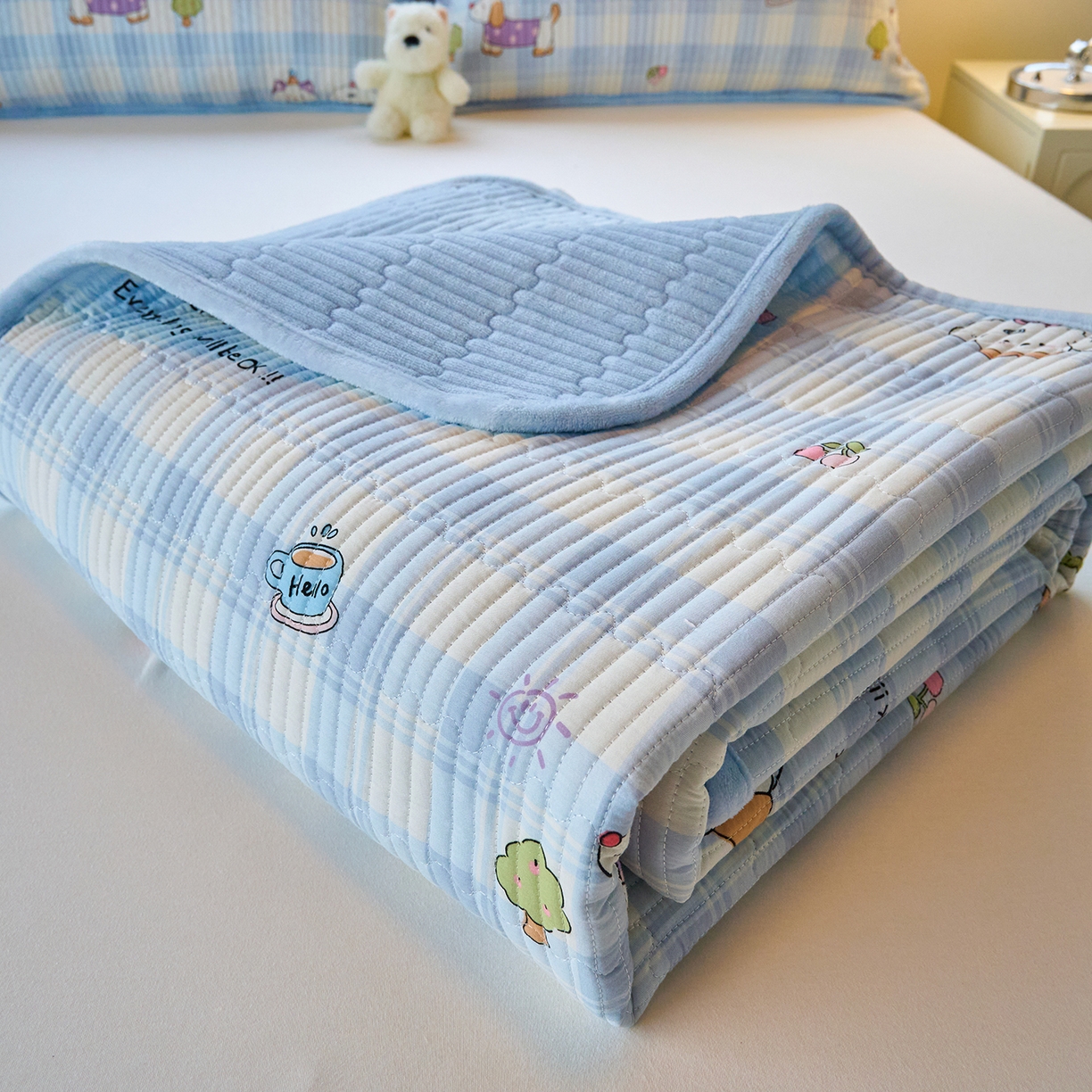 91家纺网 家纺一手货源 找家纺 小叮当家纺仓储工厂店 2025新款A版全棉B版牛奶绒床盖系列单床盖床盖单件 逗号日记（A棉B绒）