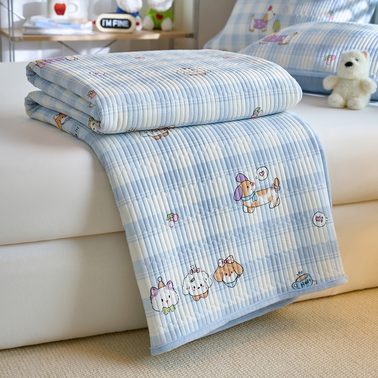 91家纺网 家纺一手货源 找家纺 小叮当家纺仓储工厂店 2025新款A版全棉B版牛奶绒床盖系列单床盖床盖单件 逗号日记（A棉B绒）