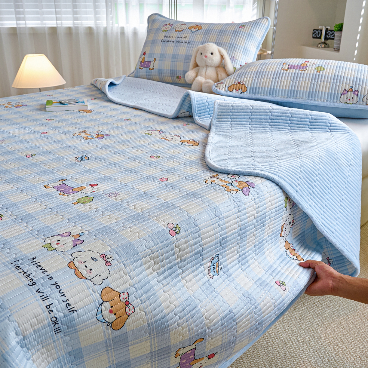 91家纺网 家纺一手货源 找家纺 小叮当家纺仓储工厂店 2025新款A版全棉B版牛奶绒床盖系列单床盖床盖单件 逗号日记（A棉B绒）