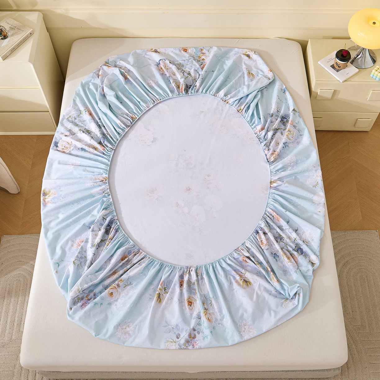 91家纺网 家纺一手货源 找家纺 元元家居（元元被业） 2025秋冬新款全棉纯棉磨毛印花单床笠 玫瑰花绣