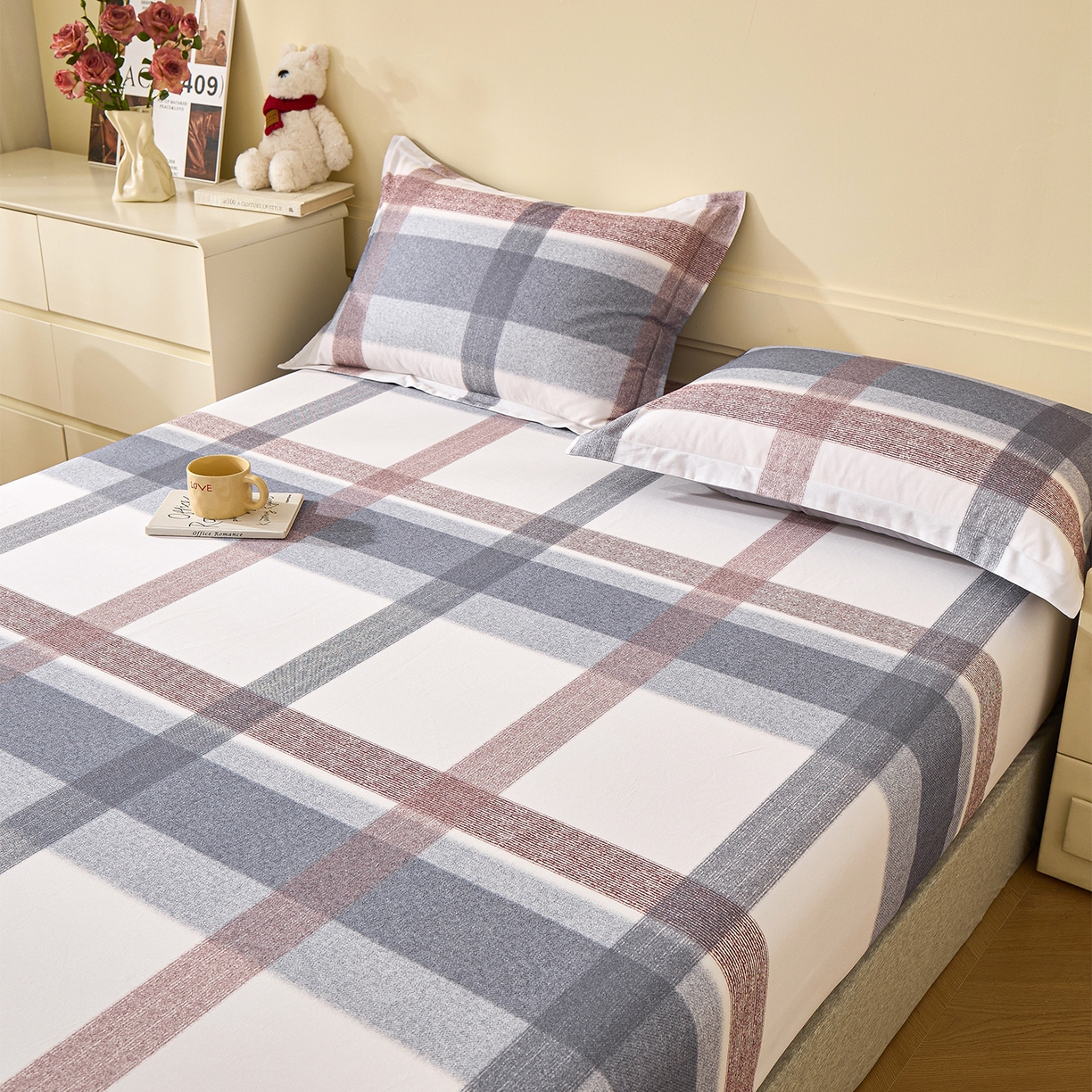 91家纺网 家纺一手货源 找家纺 元元家居（元元被业） 2025秋冬新款全棉纯棉磨毛印花单床笠 佩德拉