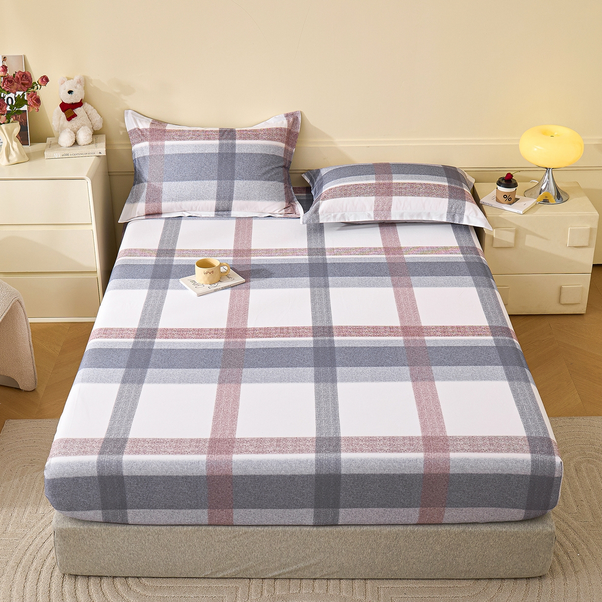 91家纺网 家纺一手货源 找家纺 元元家居（元元被业） 2025秋冬新款全棉纯棉磨毛印花单床笠 佩德拉