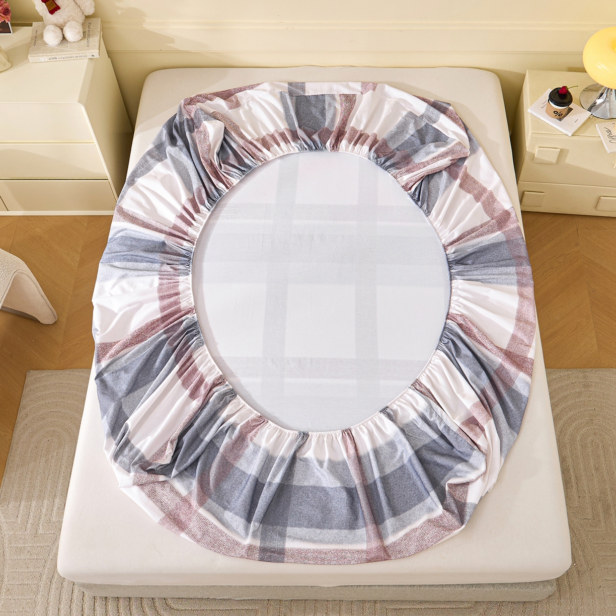 91家纺网 家纺一手货源 找家纺 元元家居（元元被业） 2025秋冬新款全棉纯棉磨毛印花单床笠 佩德拉