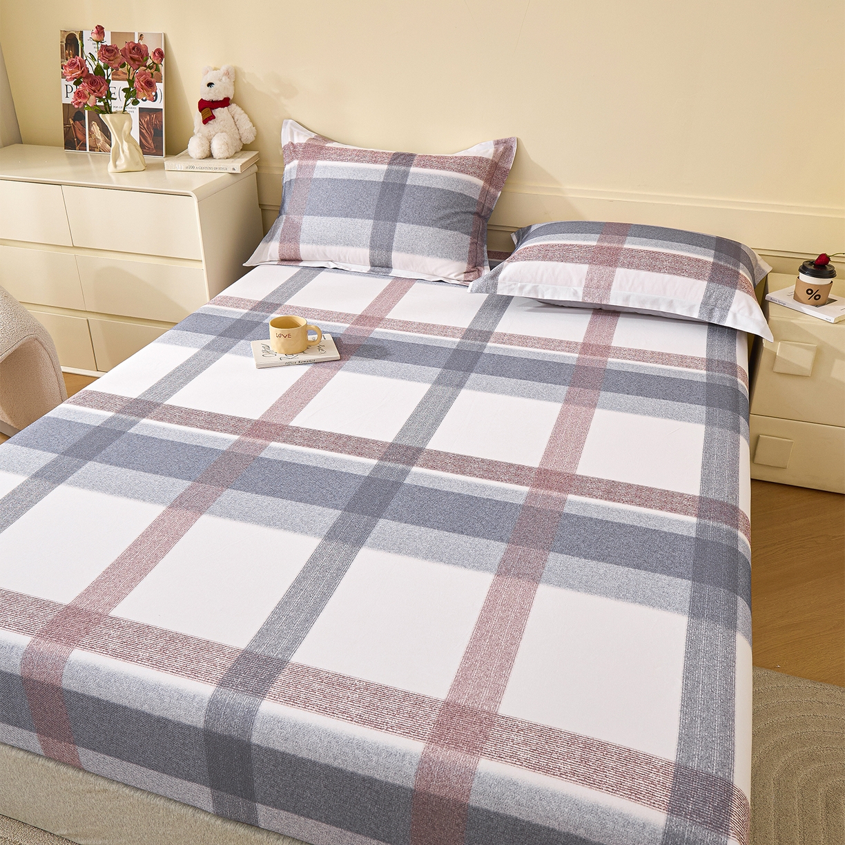 91家纺网 家纺一手货源 找家纺 元元家居（元元被业） 2025秋冬新款全棉纯棉磨毛印花单床笠 佩德拉