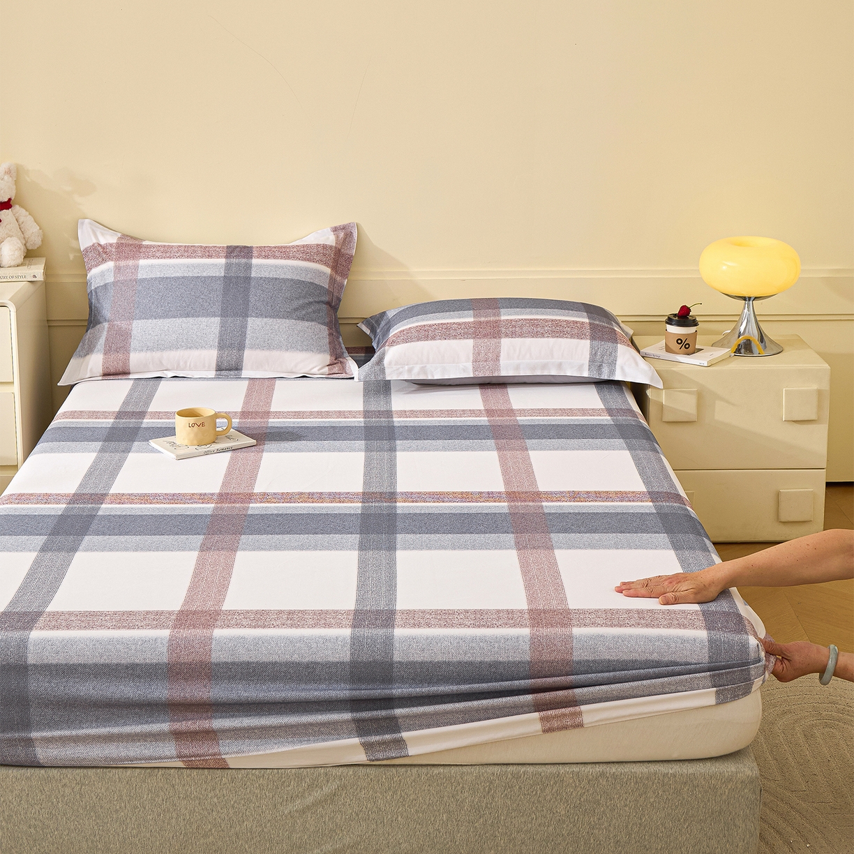 91家纺网 家纺一手货源 找家纺 元元家居（元元被业） 2025秋冬新款全棉纯棉磨毛印花单床笠 佩德拉