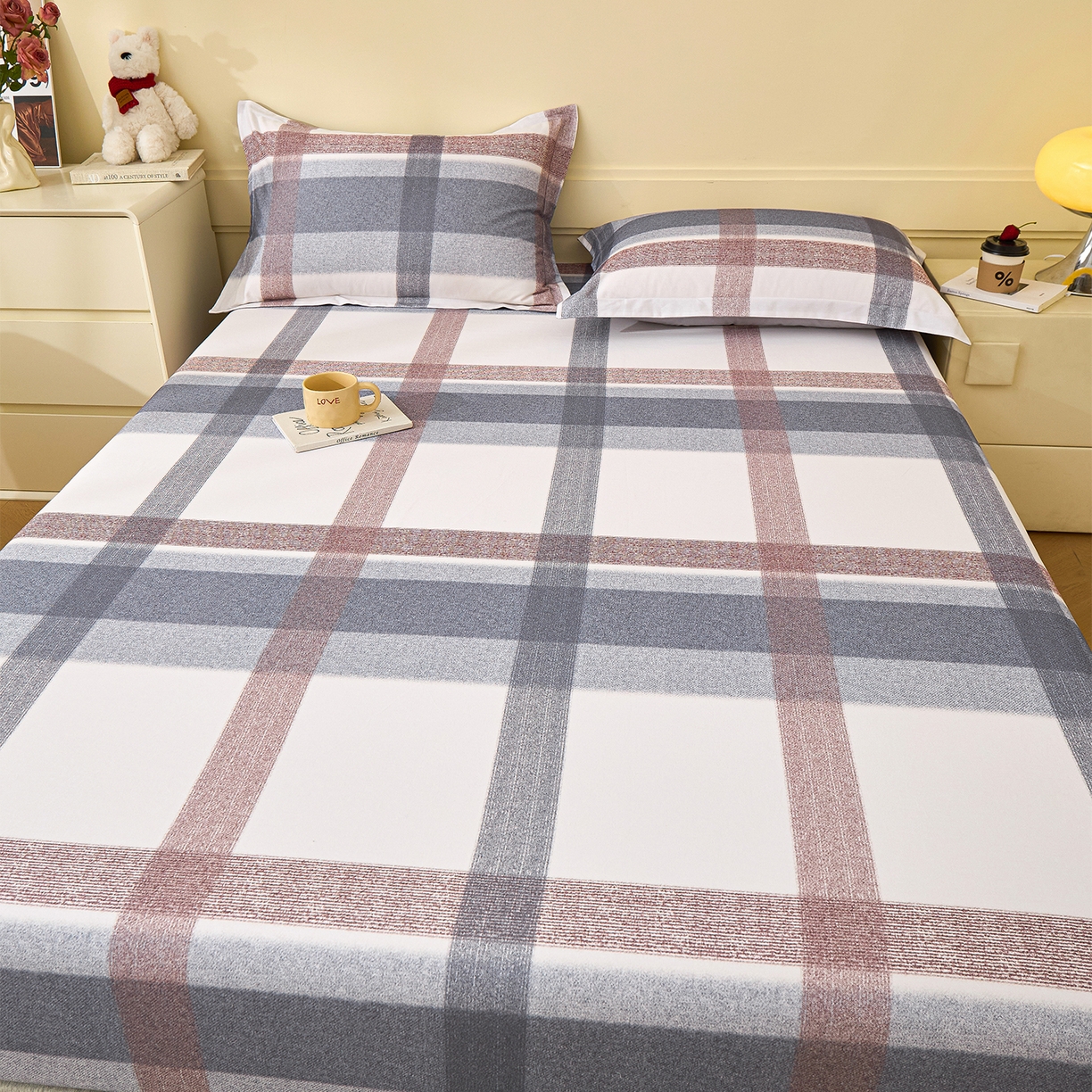 91家纺网 家纺一手货源 找家纺 元元家居（元元被业） 2025秋冬新款全棉纯棉磨毛印花单床笠 佩德拉