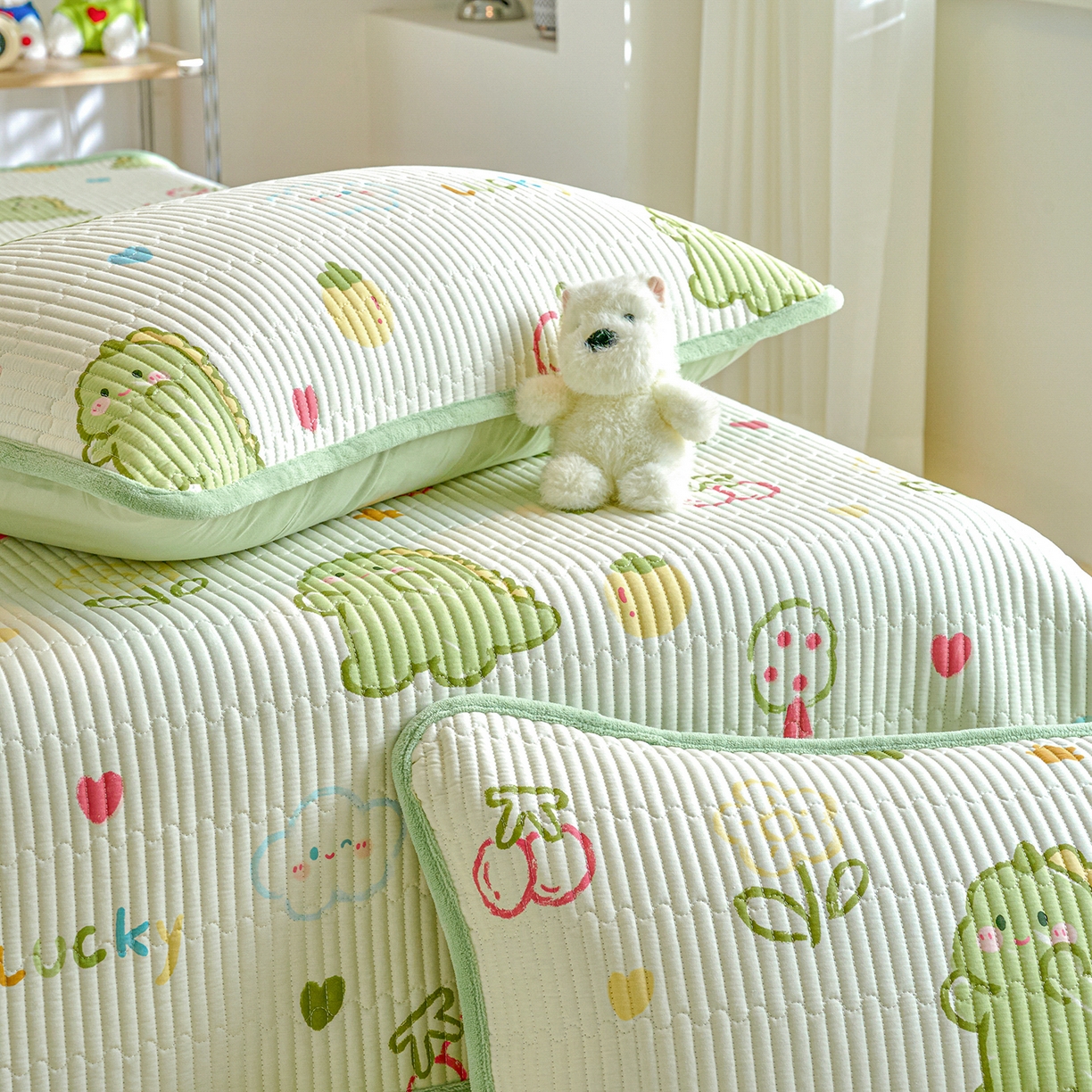 91家纺网 家纺一手货源 找家纺 小叮当家纺仓储工厂店 2025新款A版全棉B版牛奶绒床盖系列单床盖床盖单件 幸运独角龙（A棉B绒）