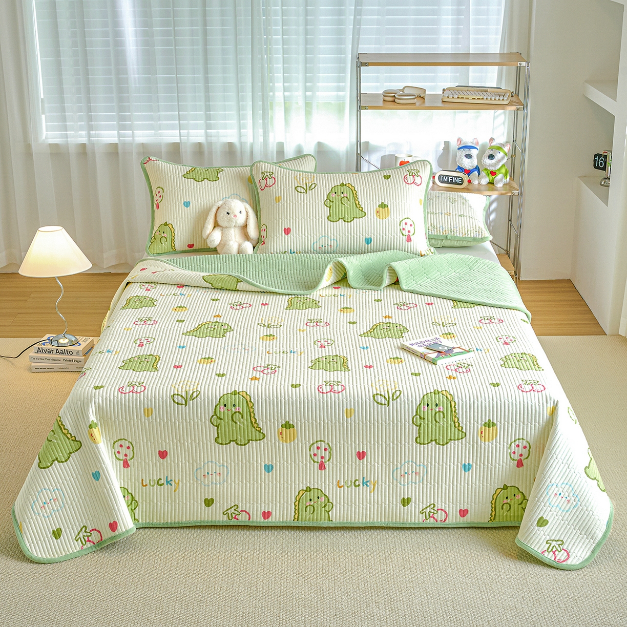 91家纺网 家纺一手货源 找家纺 小叮当家纺仓储工厂店 2025新款A版全棉B版牛奶绒床盖系列单床盖床盖单件 幸运独角龙（A棉B绒）