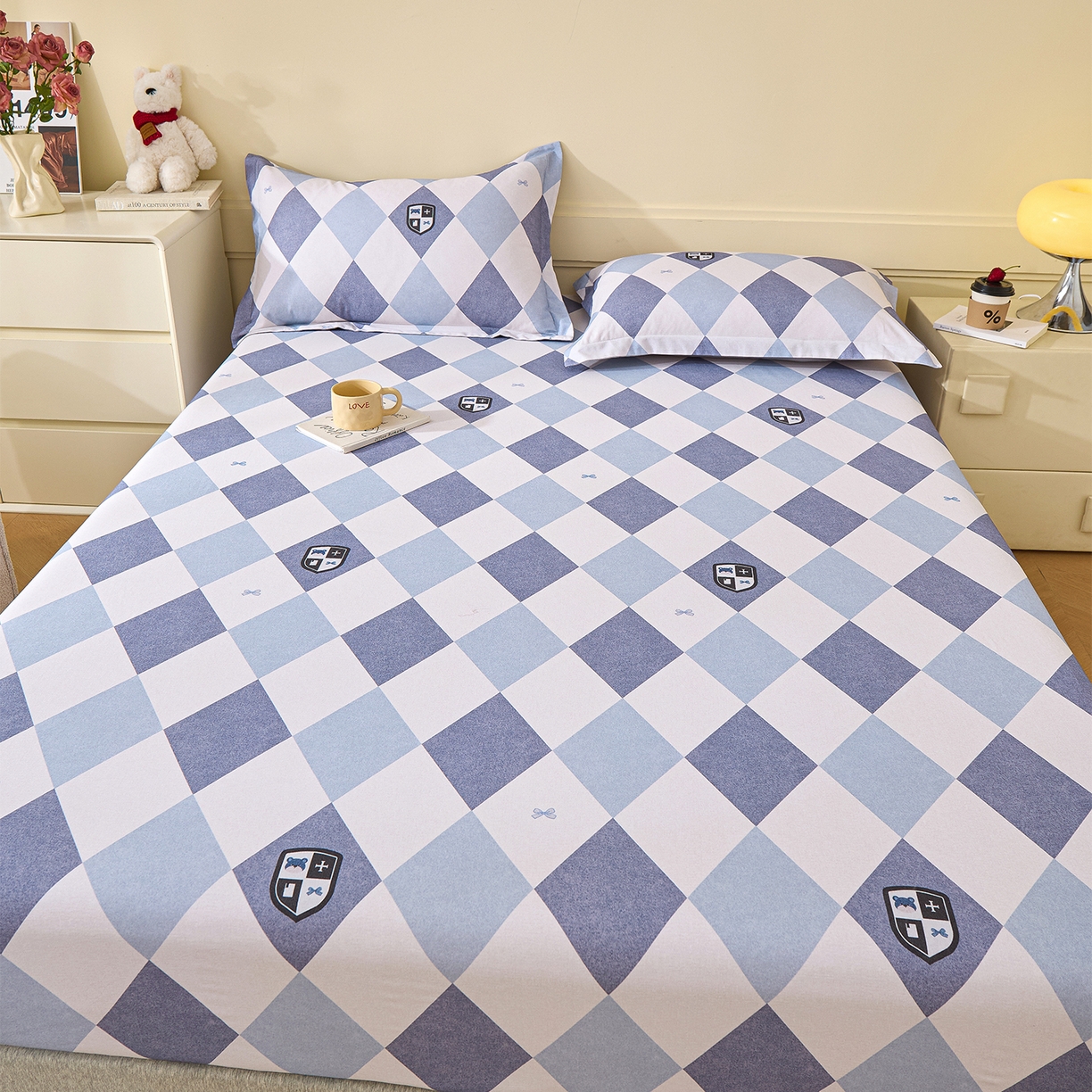 91家纺网 家纺一手货源 找家纺 元元家居（元元被业） 2025秋冬新款全棉纯棉磨毛印花单床笠 骑士荣耀