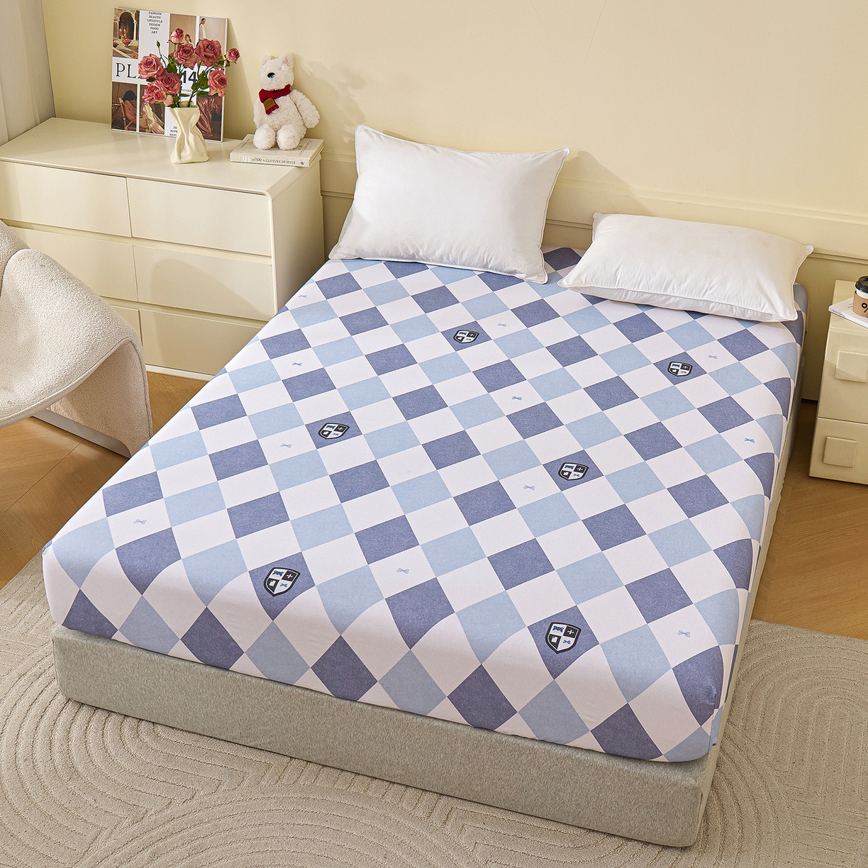 91家纺网 家纺一手货源 找家纺 元元家居（元元被业） 2025秋冬新款全棉纯棉磨毛印花单床笠 骑士荣耀