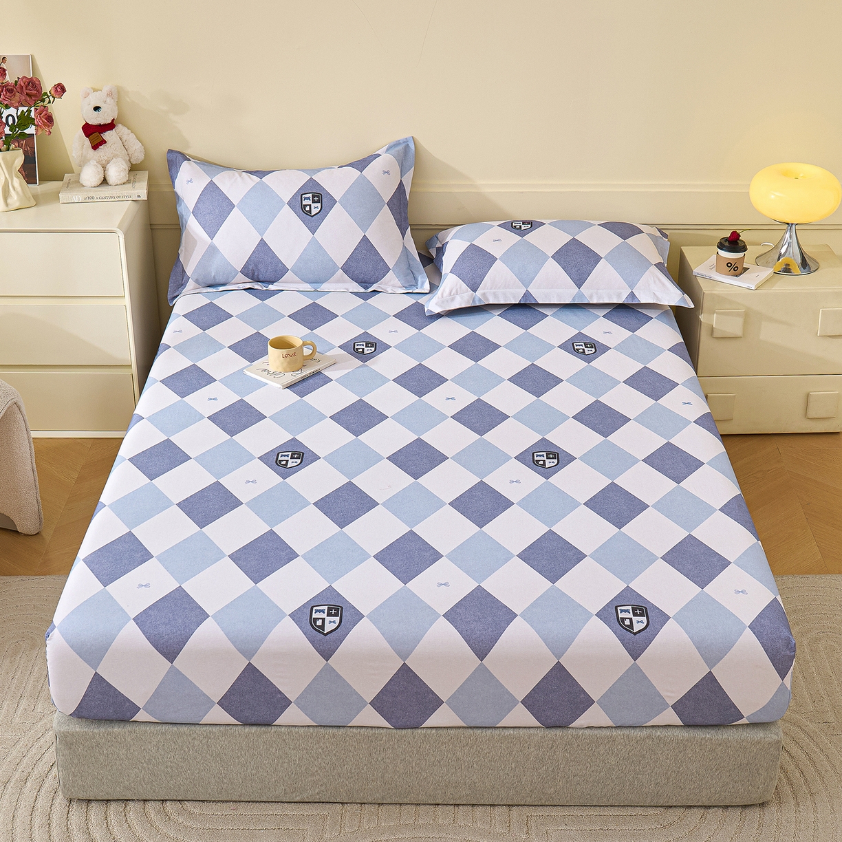 91家纺网 家纺一手货源 找家纺 元元家居（元元被业） 2025秋冬新款全棉纯棉磨毛印花单床笠 骑士荣耀