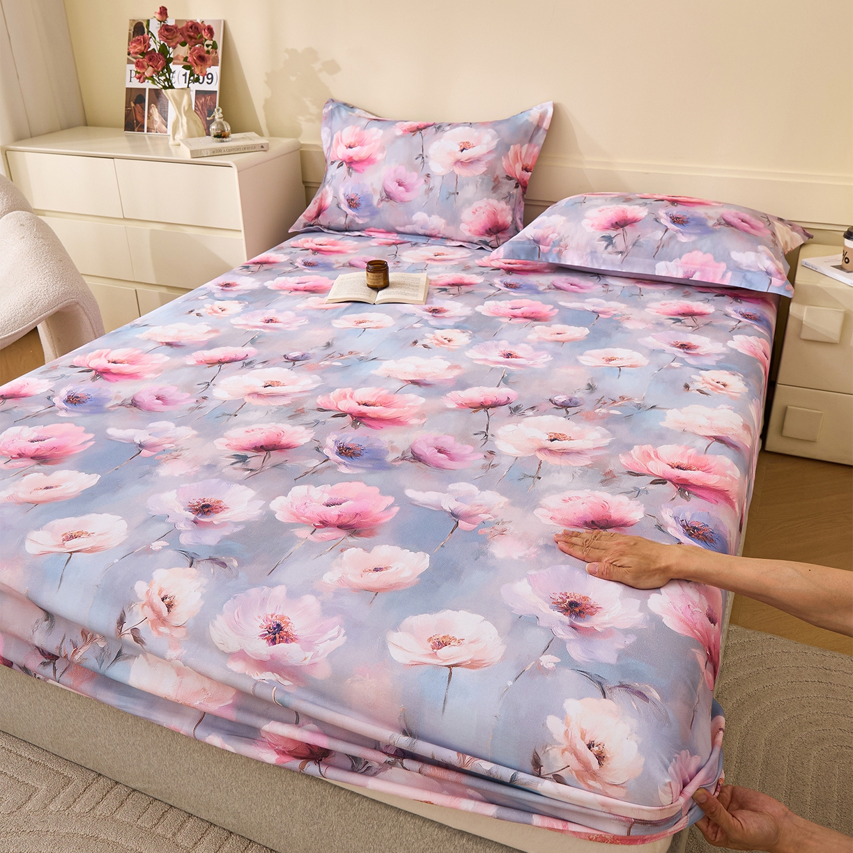 元元家居（元元被业） 2025秋冬新款全棉纯棉磨毛印花单床笠 山间闲云