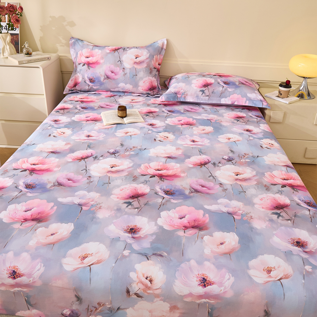 91家纺网 家纺一手货源 找家纺 元元家居（元元被业） 2025秋冬新款全棉纯棉磨毛印花单床笠 山间闲云