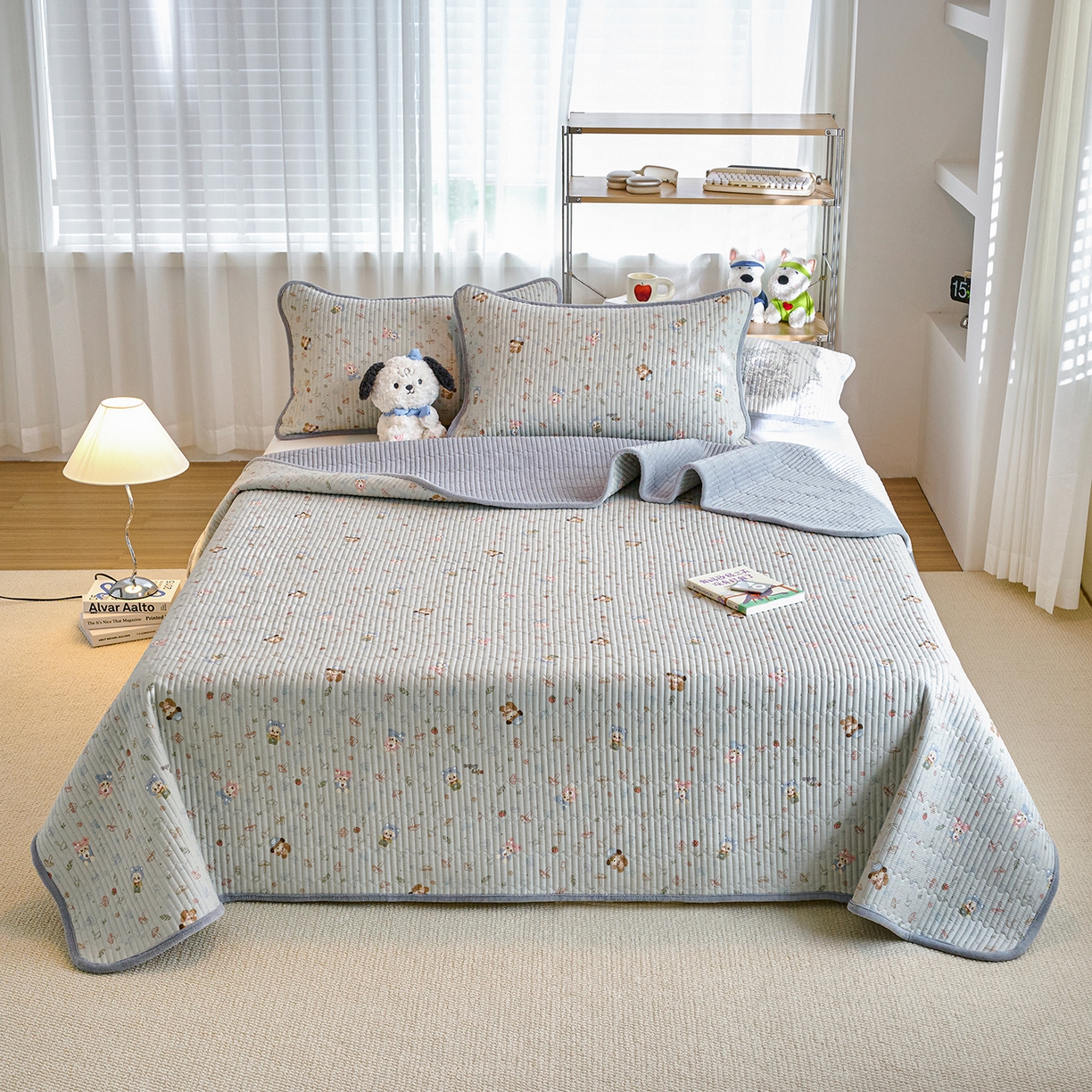 91家纺网 家纺一手货源 找家纺 小叮当家纺仓储工厂店 2025新款A版全棉B版牛奶绒床盖系列单床盖床盖单件 蘑菇小镇（A棉B绒）