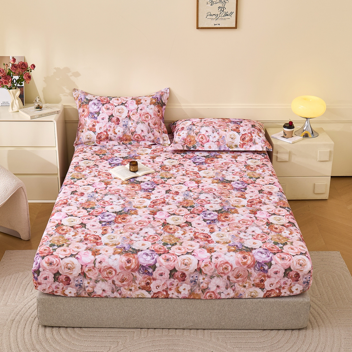 91家纺网 家纺一手货源 找家纺 元元家居（元元被业） 2025秋冬新款全棉纯棉磨毛印花单床笠 听香水榭