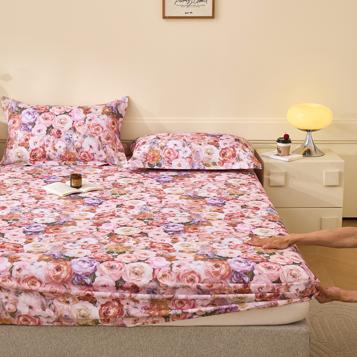 91家纺网 家纺一手货源 找家纺 元元家居（元元被业） 2025秋冬新款全棉纯棉磨毛印花单床笠 听香水榭