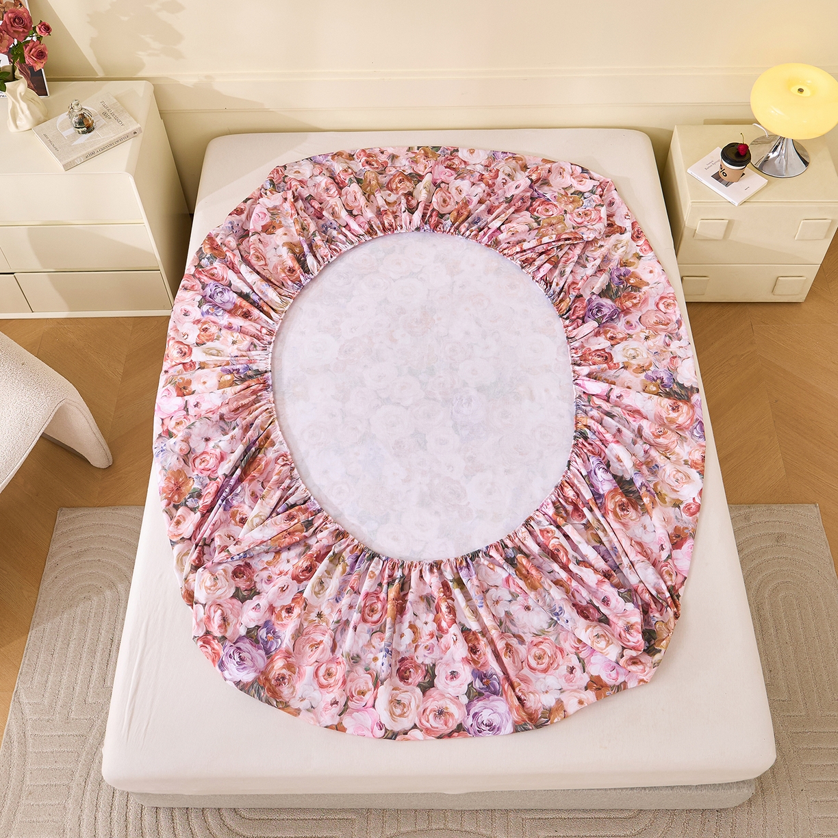 91家纺网 家纺一手货源 找家纺 元元家居（元元被业） 2025秋冬新款全棉纯棉磨毛印花单床笠 听香水榭