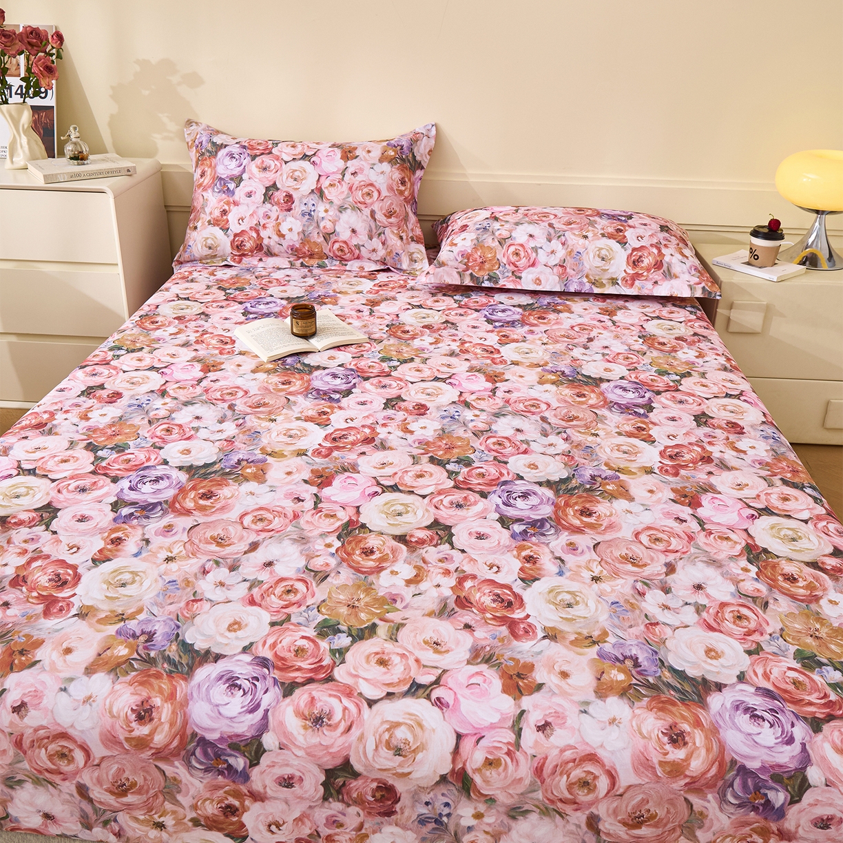 91家纺网 家纺一手货源 找家纺 元元家居（元元被业） 2025秋冬新款全棉纯棉磨毛印花单床笠 听香水榭