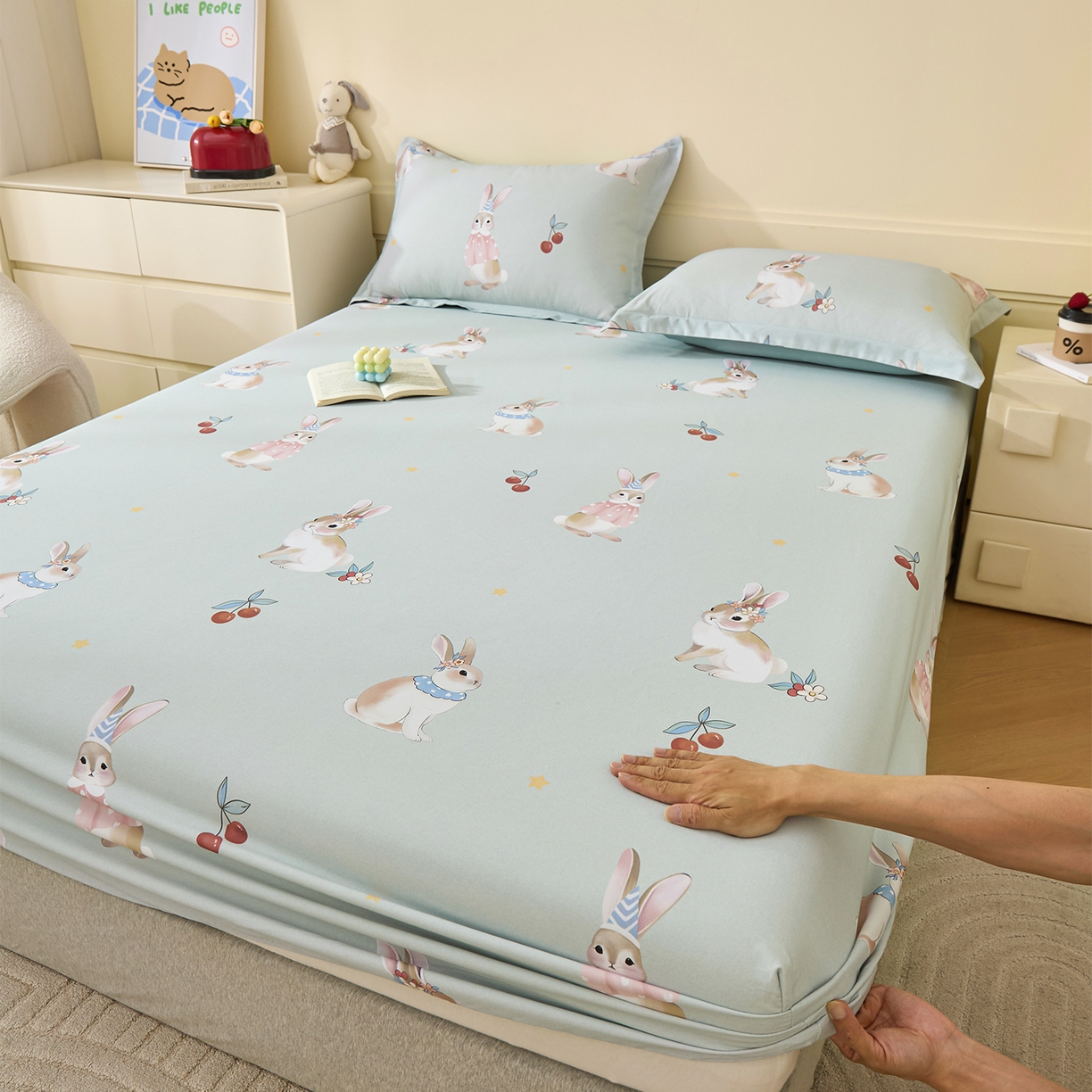 元元家居（元元被业） 2025秋冬新款全棉纯棉磨毛印花单床笠 小萌免