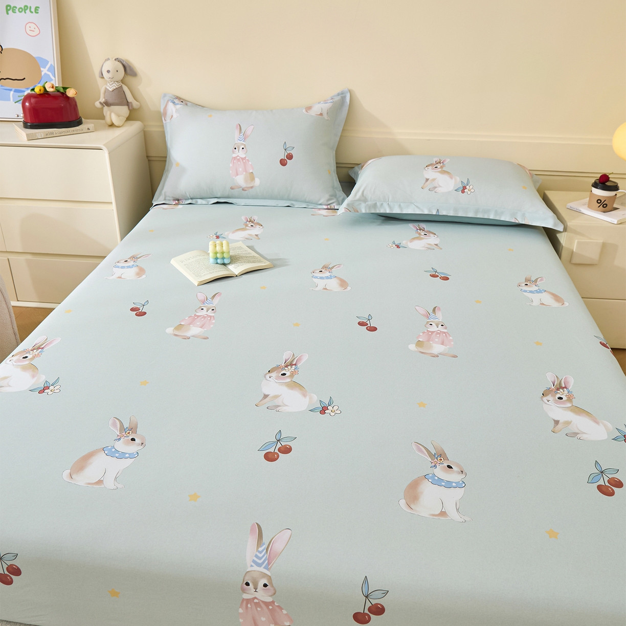 91家纺网 家纺一手货源 找家纺 元元家居（元元被业） 2025秋冬新款全棉纯棉磨毛印花单床笠 小萌免