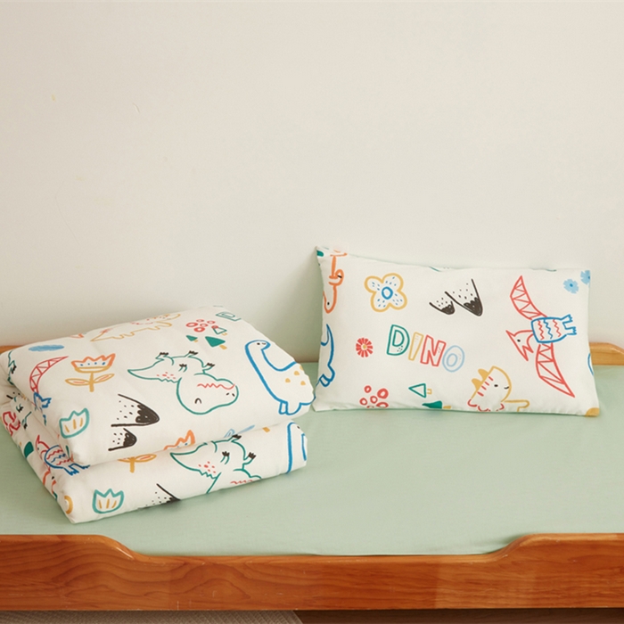 91家纺网 家纺一手货源 找家纺 艾佳宝贝 2025新款A类全棉多功能可拆卸儿童盖毯四季被子 好多恐龙