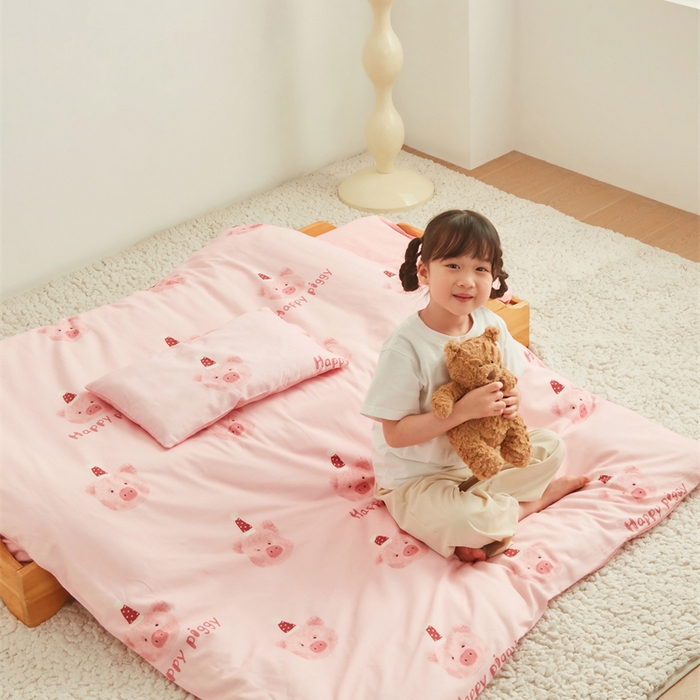 91家纺网 家纺一手货源 找家纺 艾佳宝贝 2025新款A类全棉多功能可拆卸儿童盖毯四季被子 乖巧萌猪