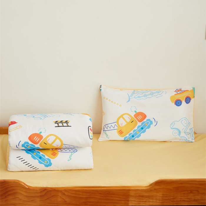 91家纺网 家纺一手货源 找家纺 艾佳宝贝 2025新款A类全棉多功能可拆卸儿童盖毯四季被子 工程小车