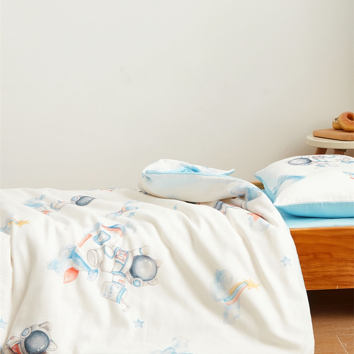 91家纺网 家纺一手货源 找家纺 艾佳宝贝 2025新款A类全棉多功能可拆卸儿童盖毯四季被子 航天员