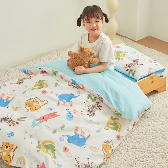 91家纺网 家纺一手货源 找家纺 艾佳宝贝 2025新款A类全棉多功能可拆卸儿童盖毯四季被子 动物的世界