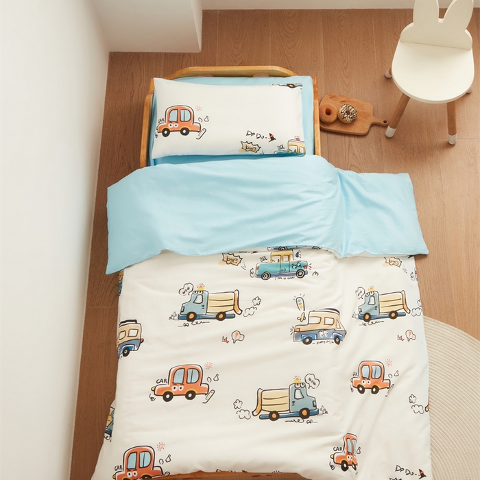 91家纺网 家纺一手货源 找家纺 艾佳宝贝 2025新款A类全棉多功能可拆卸儿童盖毯四季被子 巴士汽车