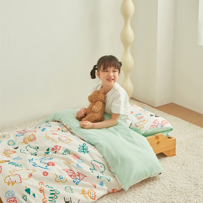 91家纺网 家纺一手货源 找家纺 艾佳宝贝 2025新款A类全棉多功能可拆卸儿童盖毯四季被子 好多恐龙