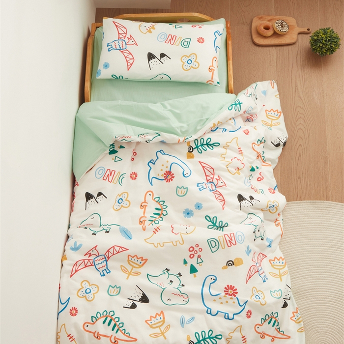 91家纺网 家纺一手货源 找家纺 艾佳宝贝 2025新款A类全棉多功能可拆卸儿童盖毯四季被子 好多恐龙
