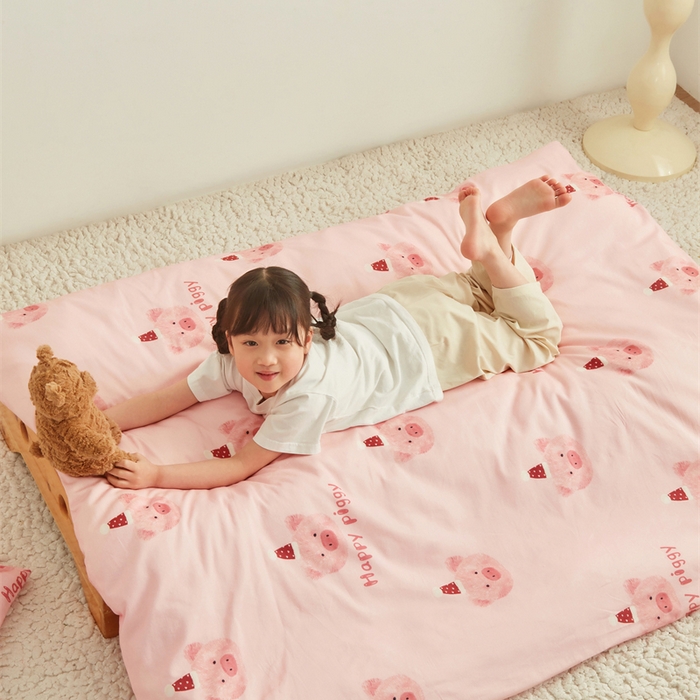 91家纺网 家纺一手货源 找家纺 艾佳宝贝 2025新款A类全棉多功能可拆卸儿童盖毯四季被子 乖巧萌猪