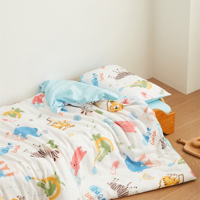 91家纺网 家纺一手货源 找家纺 艾佳宝贝 2025新款A类全棉多功能可拆卸儿童盖毯四季被子 动物的世界